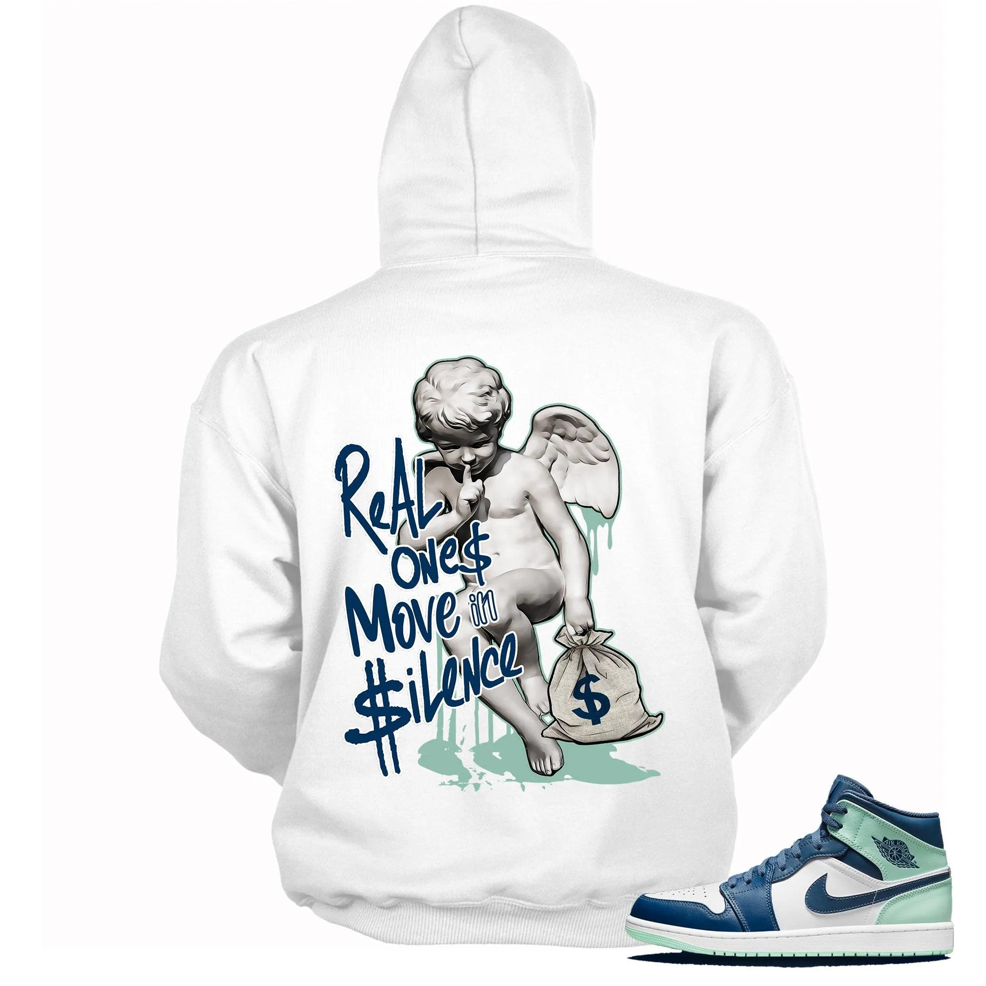 1 Mid Mystic Navy Mint Foam Hoodie Real Ones