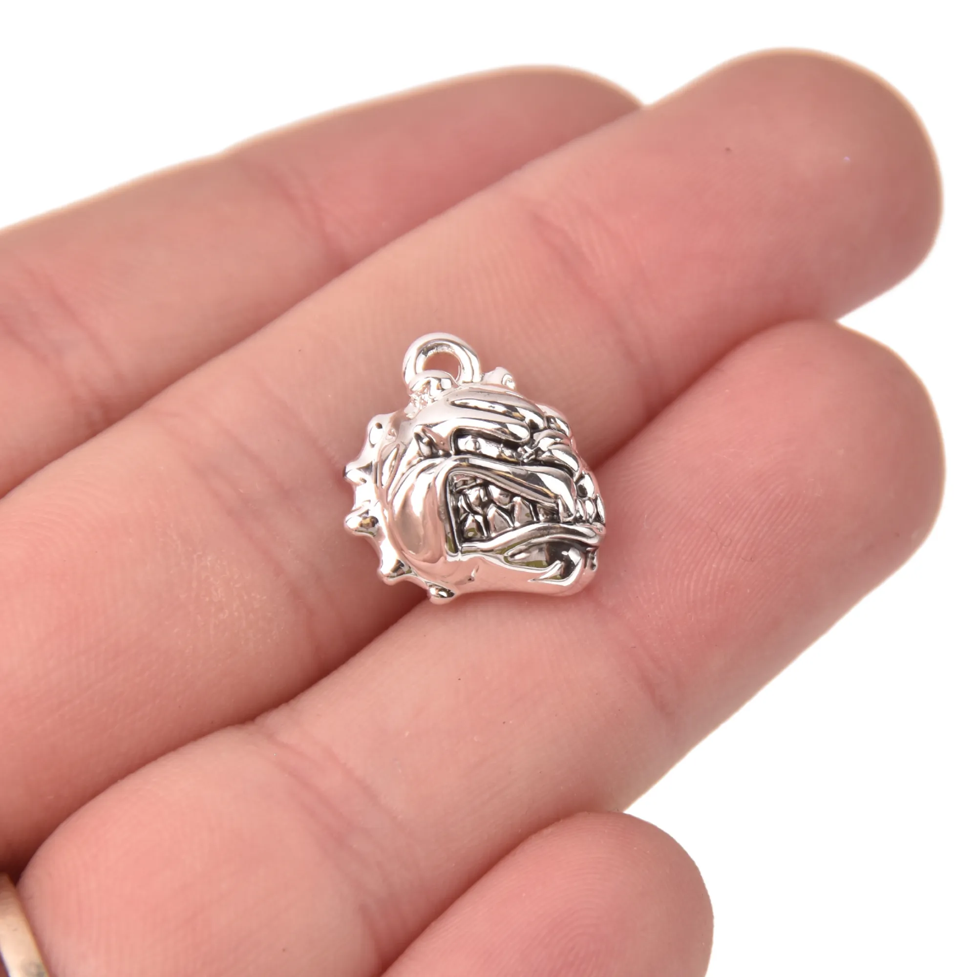 1 silver plated BULLDOG HEAD Charm chs1250