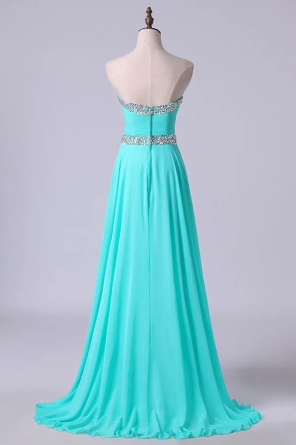 2024 Prom Dresses A Line Floor Length Sweetheart Chiffon PK7RATCD