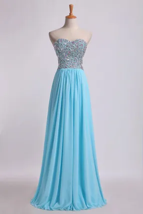 2024 Sweetheart Prom Dresses A-Line Chiffon Floor Length PTSKGKMD