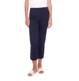 68015 Navy Cuffed Crop Stretch Pant