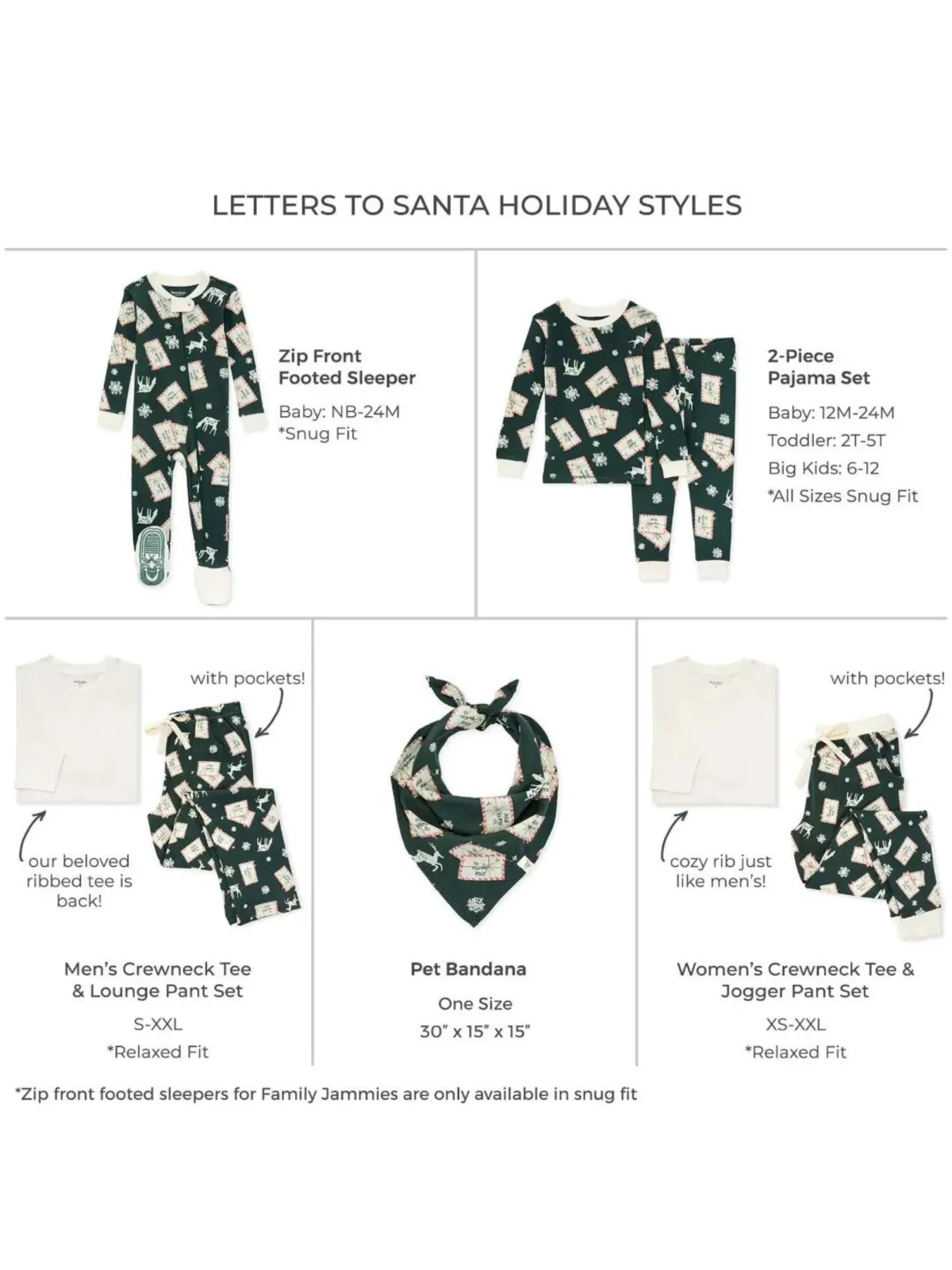 Adult Women's Tee & Jogger Pajama Set, Letters to Santa