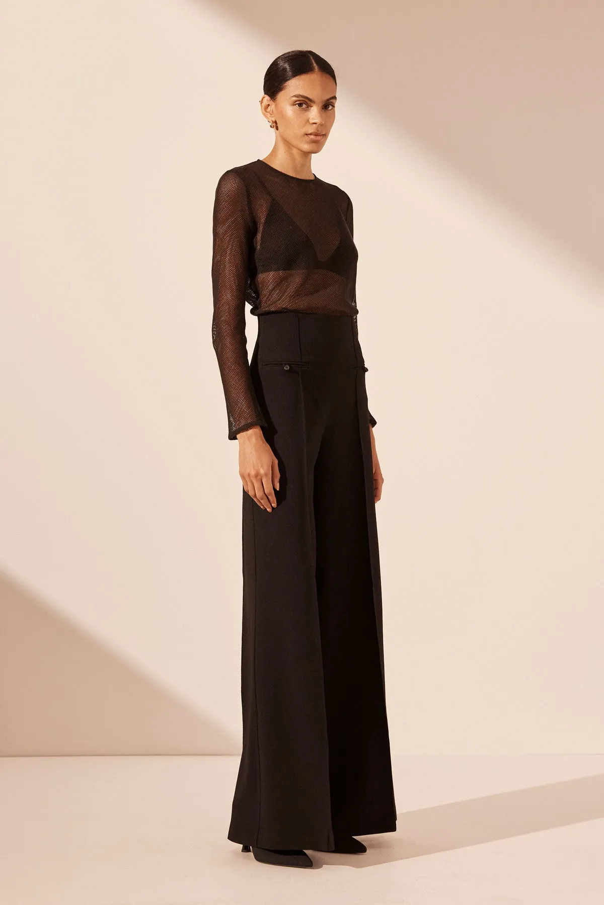 AMURA HIGH WAISTED WIDE LEG PANT - BLACK