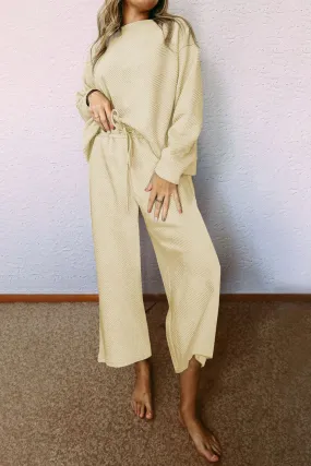 Apricot Ultra Loose Textured 2pcs Slouchy Outfit