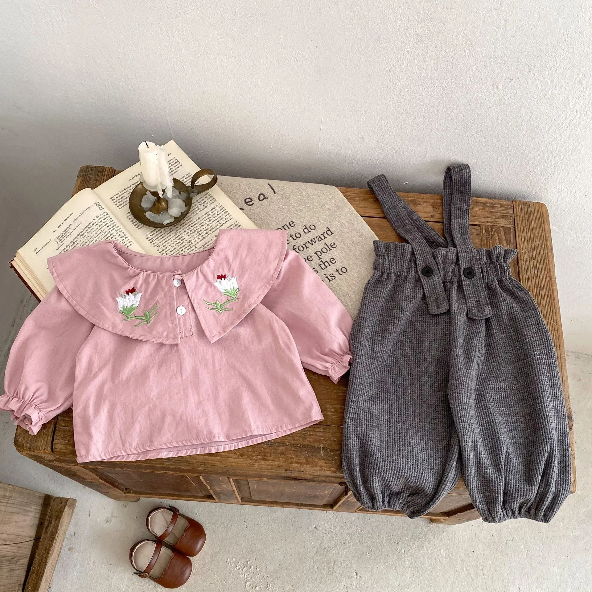 Baby Kid Girls Solid Color Embroidered Tops Jumpsuits Wholesale 230828295