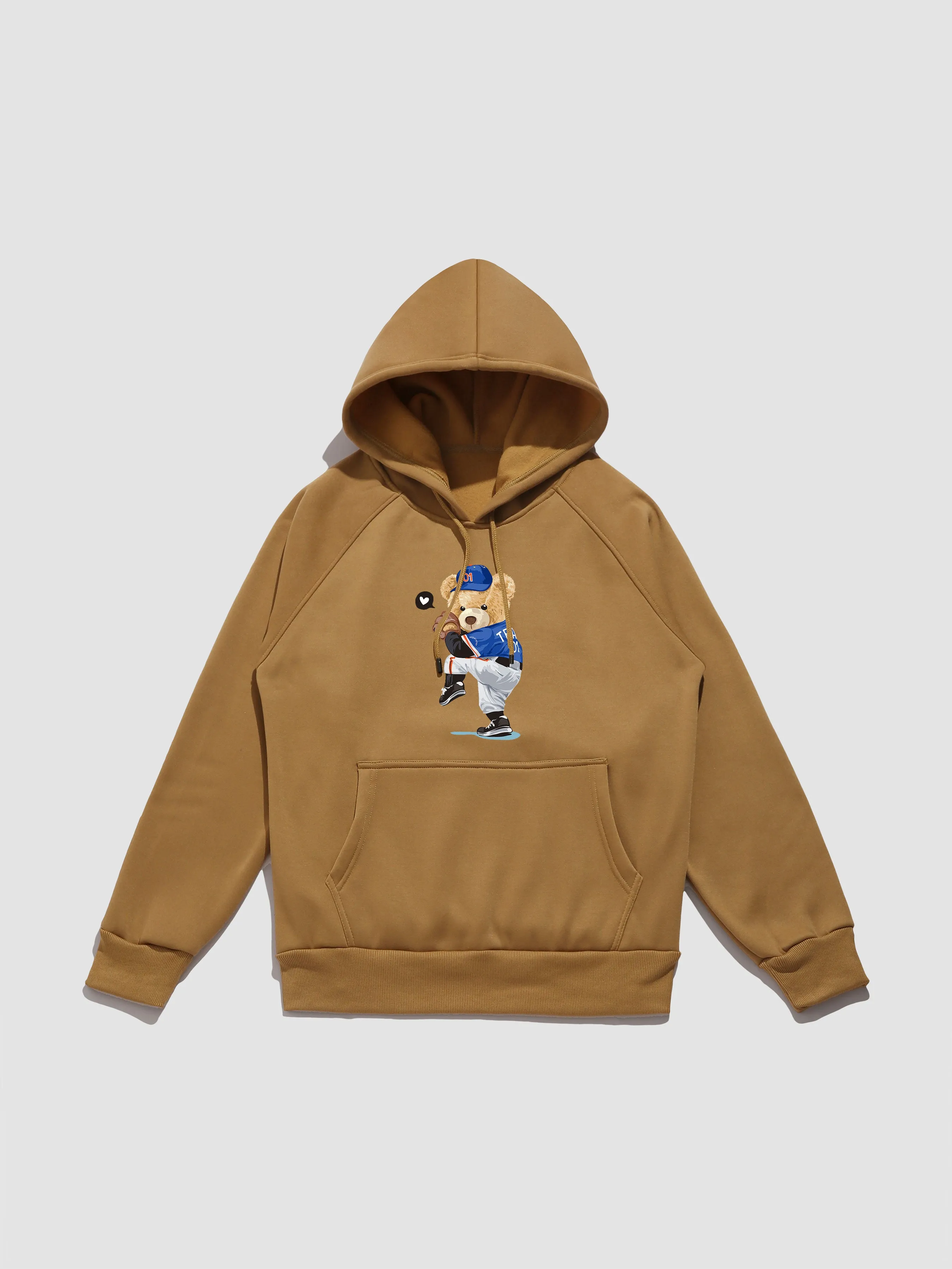 Baseball Bear Print Hoodie