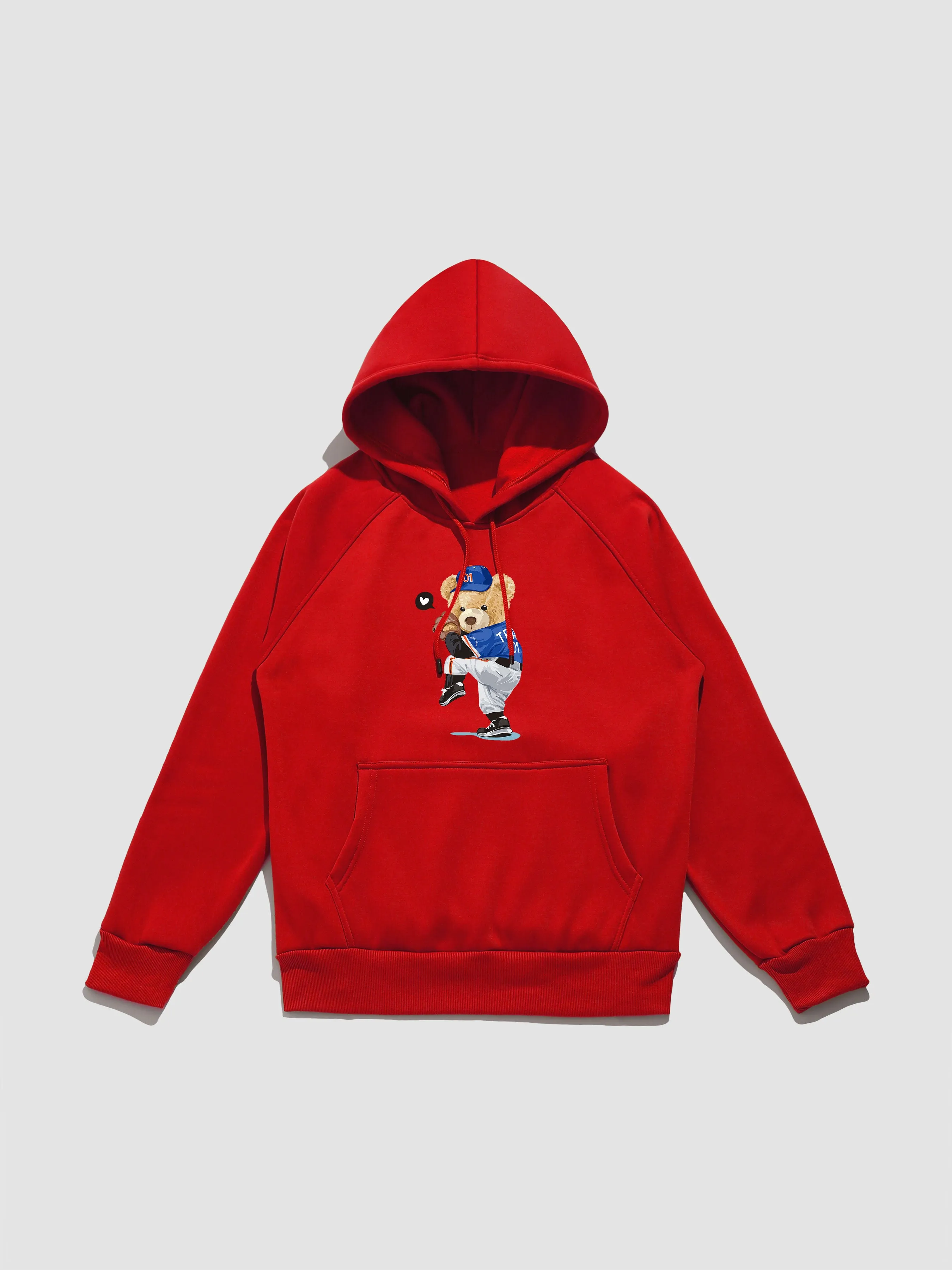 Baseball Bear Print Hoodie