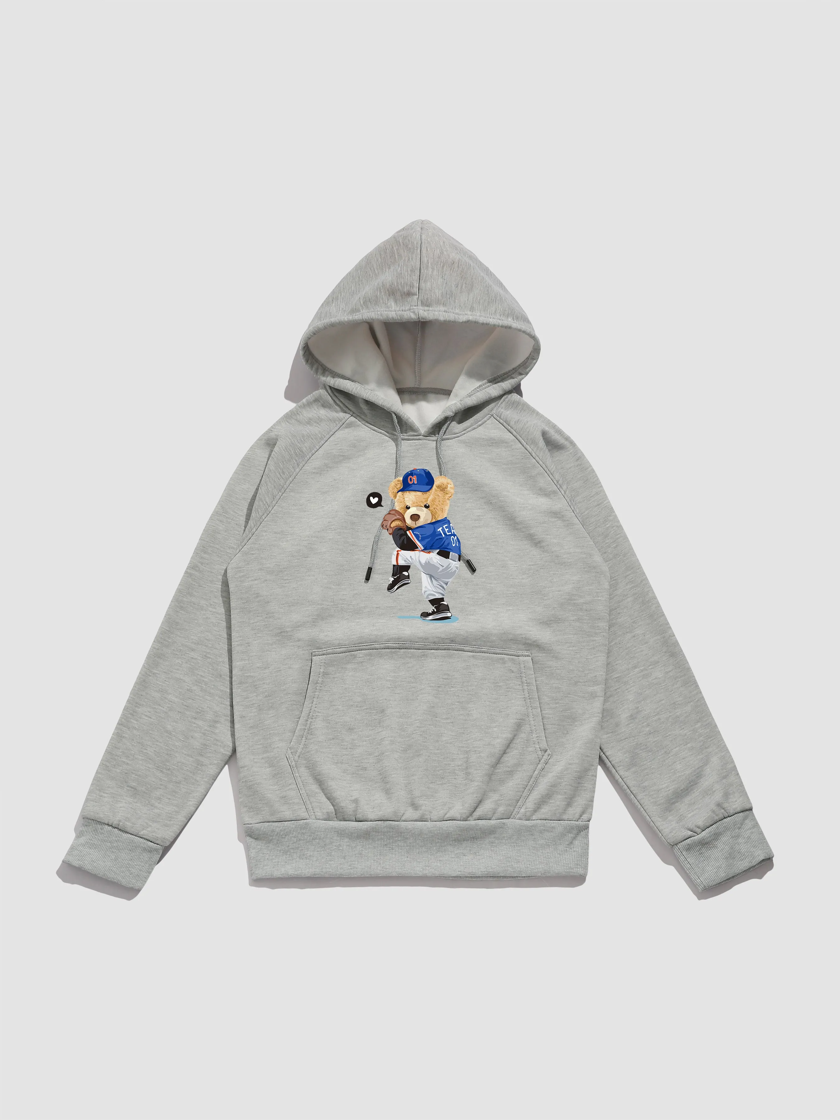 Baseball Bear Print Hoodie