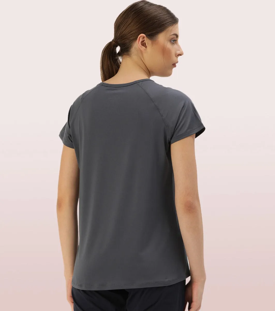 Basic Active Tee | Raglan Sleeve Scoop Neck Dry Fit Graphic Tee