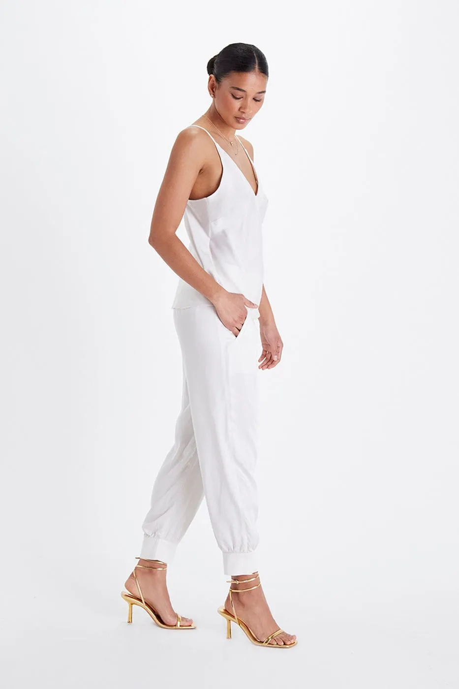 Bias Cut Lightweight TENCEL Modal Vegan Silk Camisole | Snow White