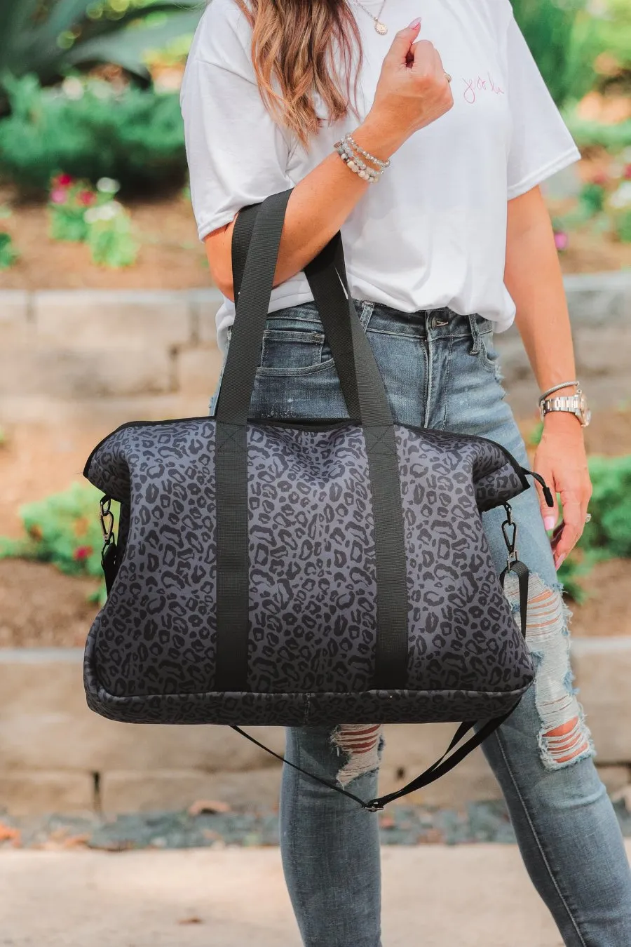 Black Leopard Neoprene Weekender Bag