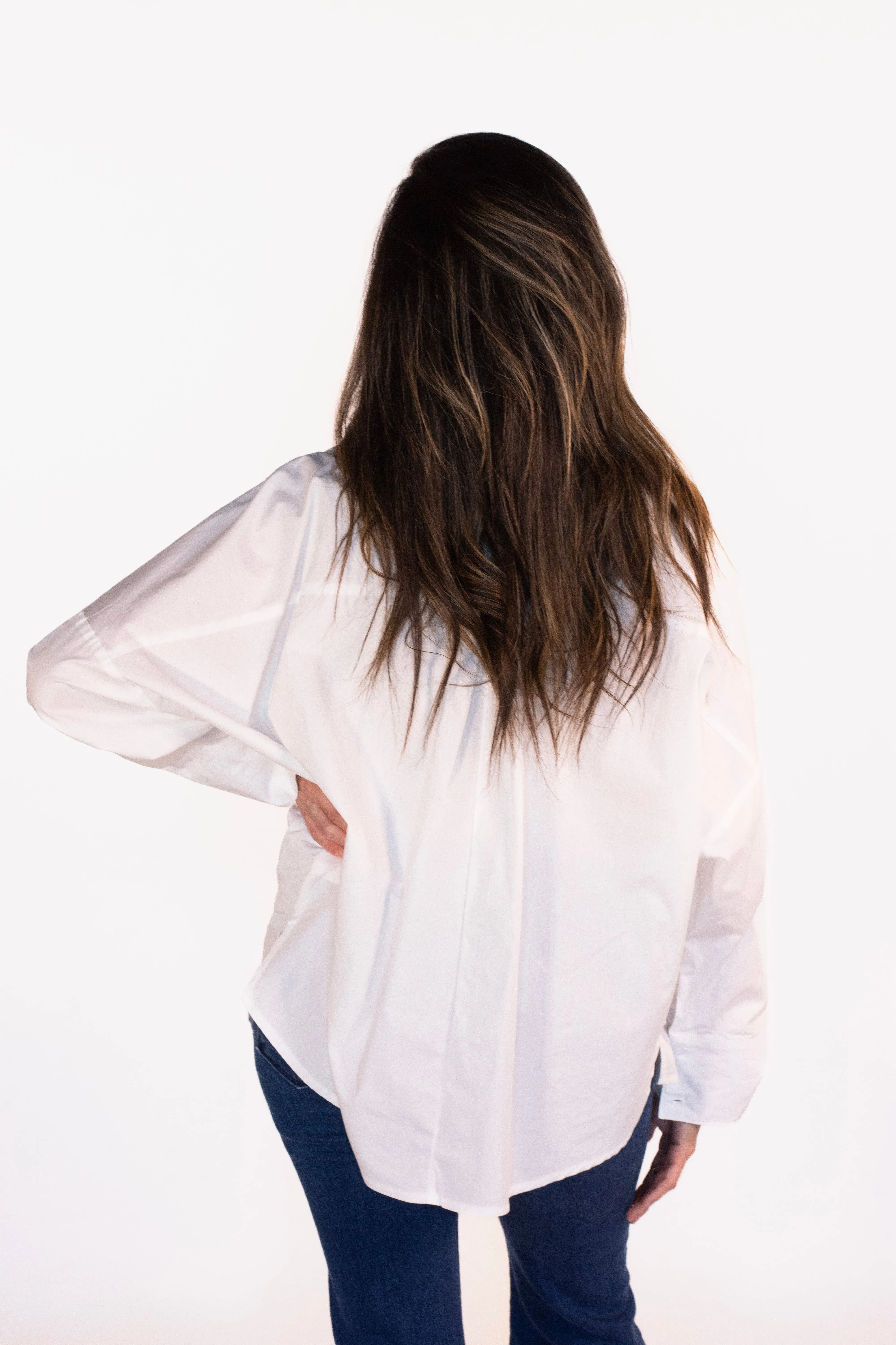 Bright Skies White Button Down Top