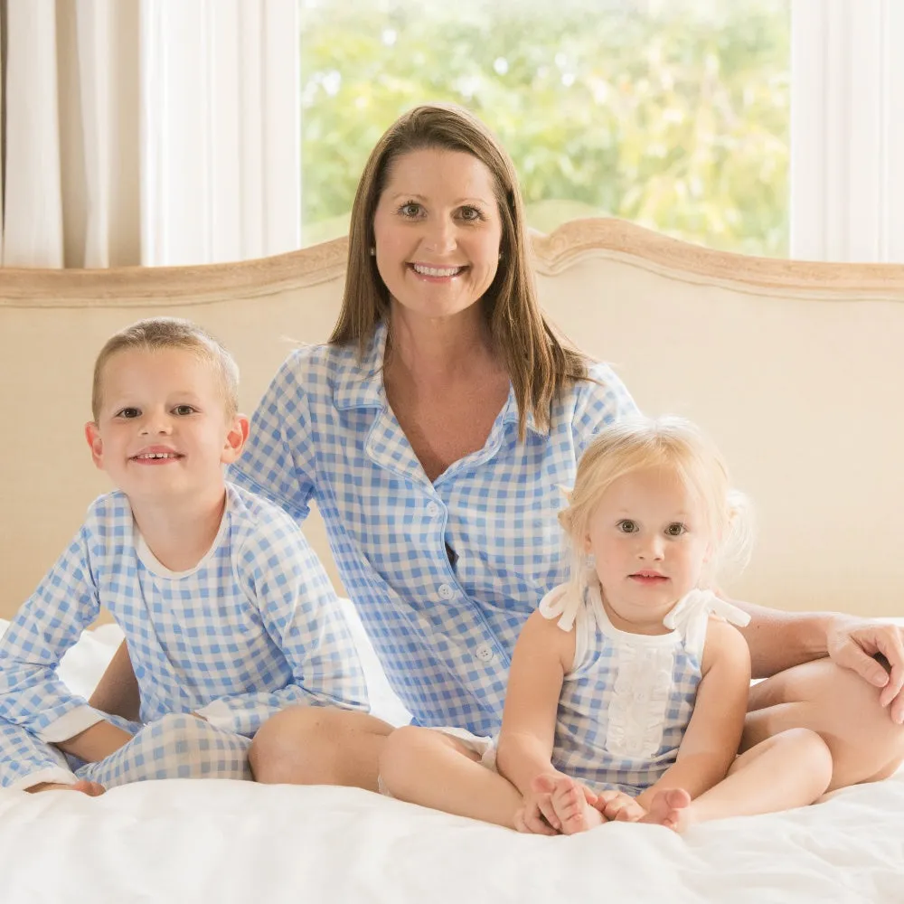 Button Down Pajamas - Blue Gingham