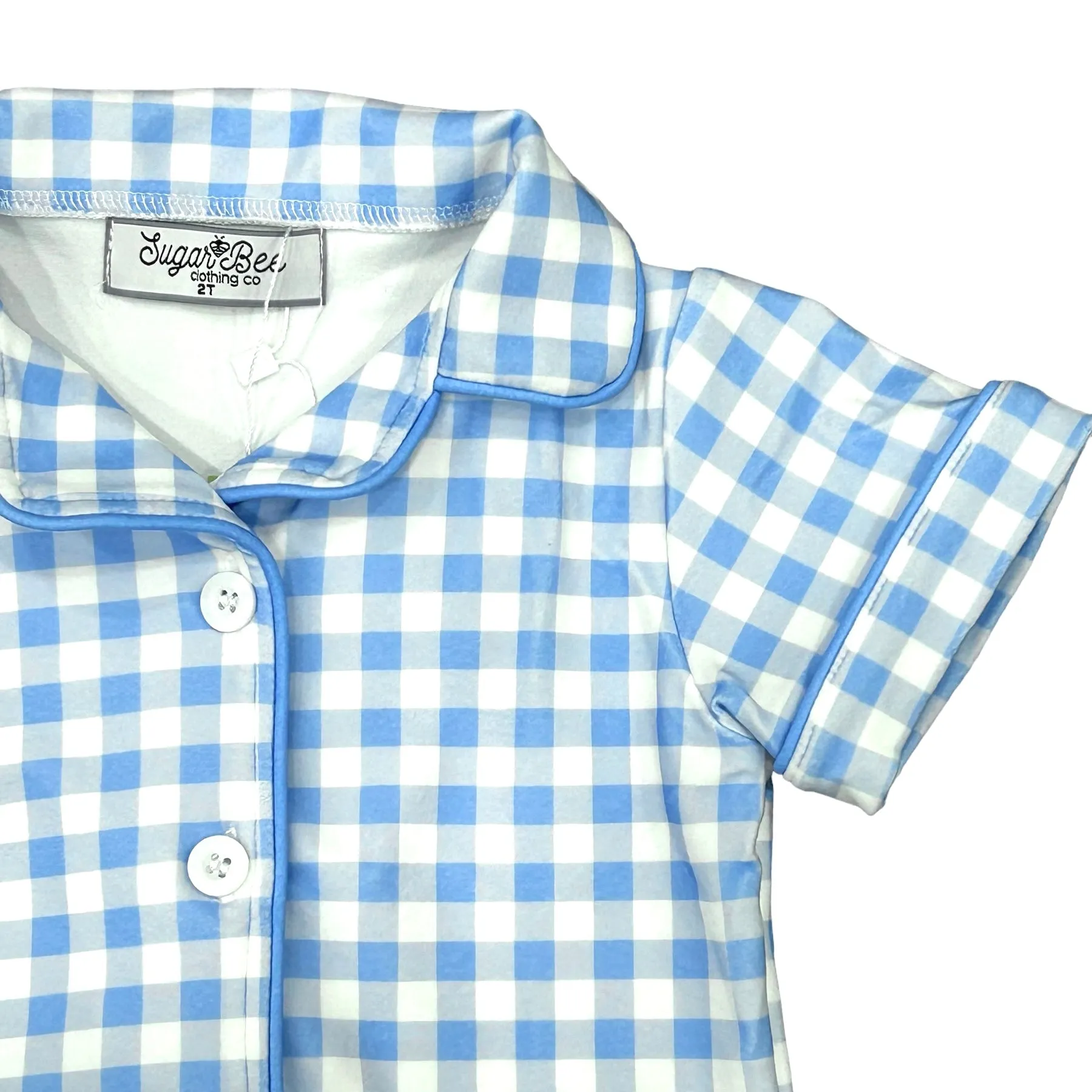 Button Down Pajamas - Blue Gingham