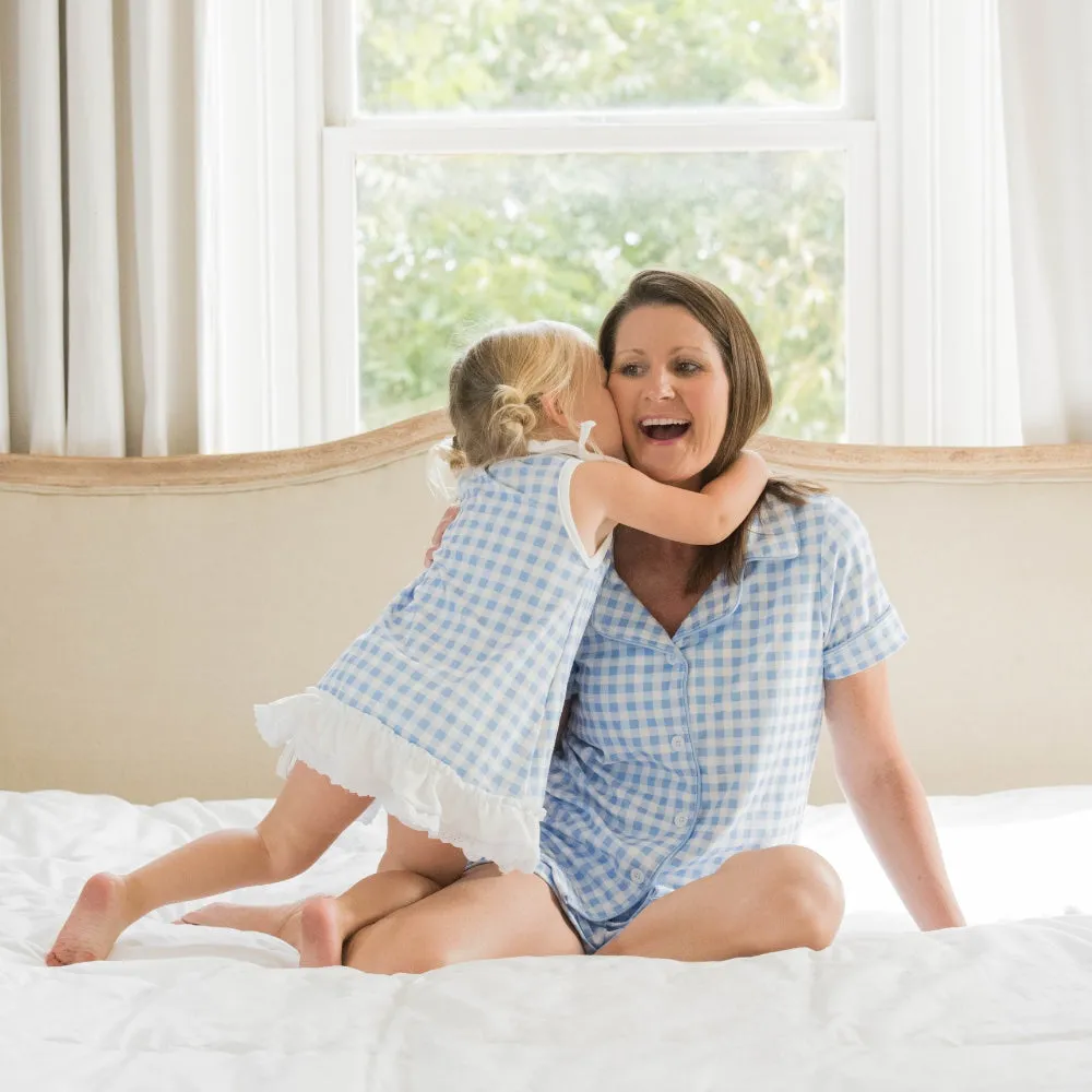 Button Down Pajamas - Blue Gingham