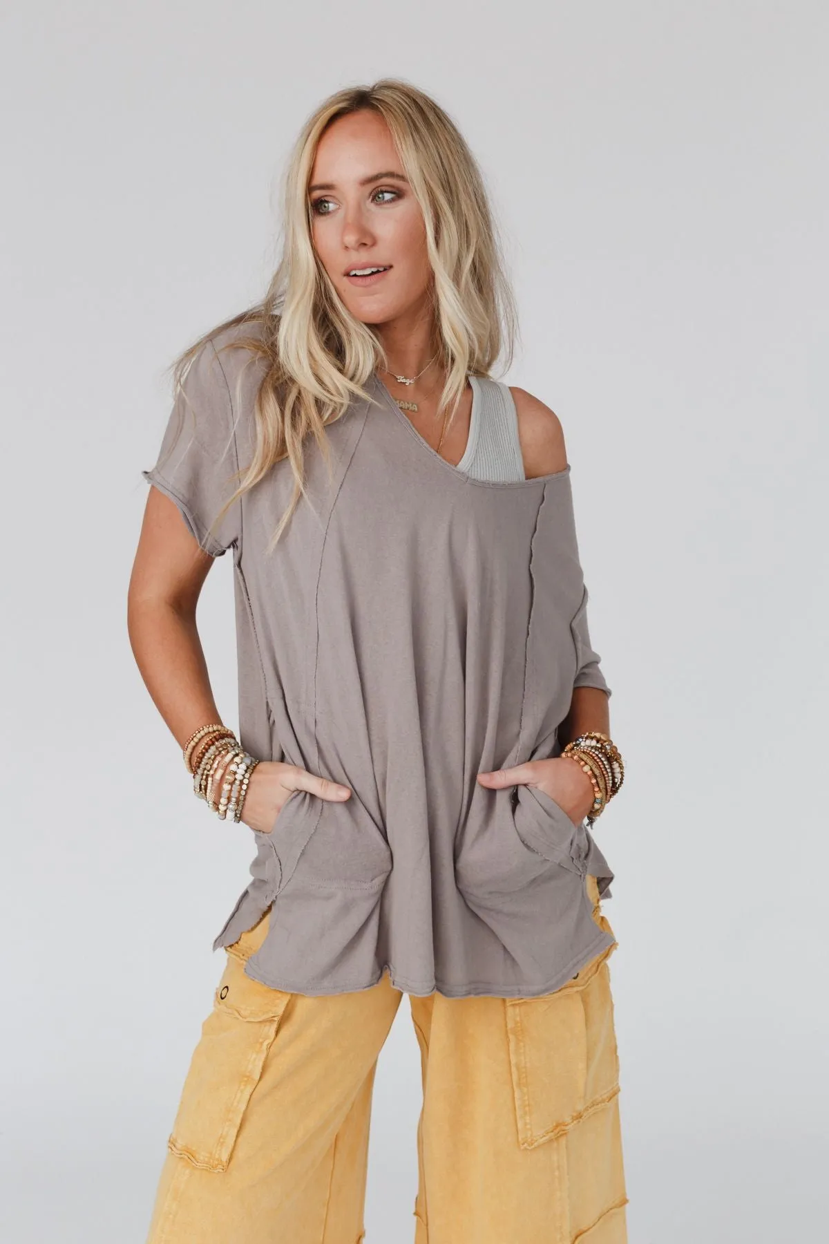 Castaway Oversized Top - Ash Mocha