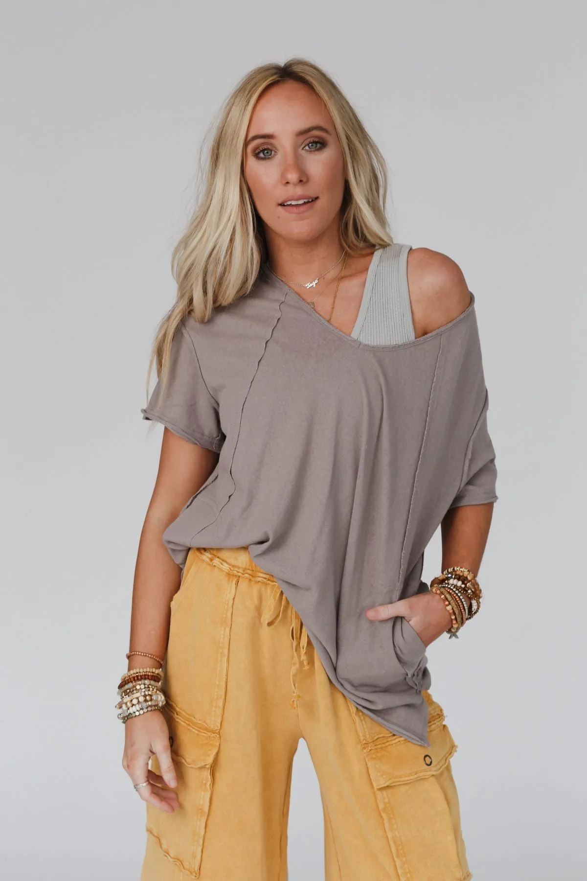 Castaway Oversized Top - Ash Mocha