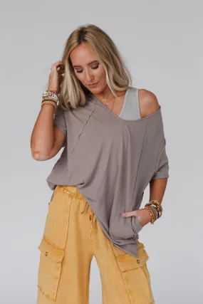 Castaway Oversized Top - Ash Mocha