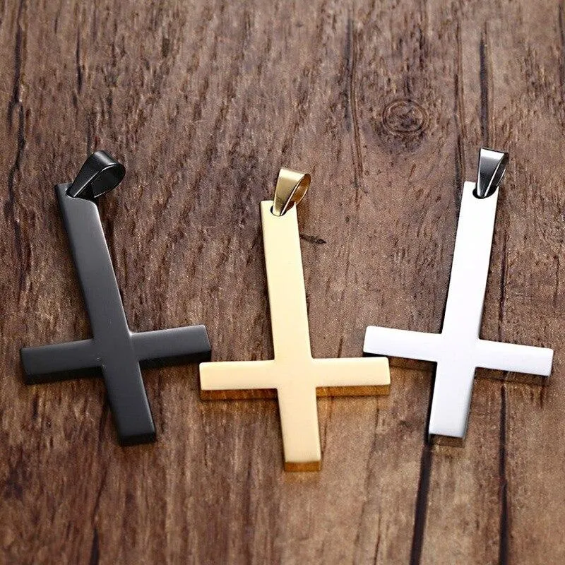 Classic St. Peter's Inverted Cross Pendant Necklace