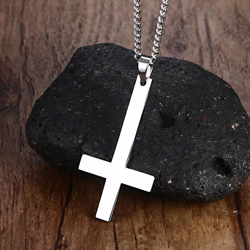 Classic St. Peter's Inverted Cross Pendant Necklace