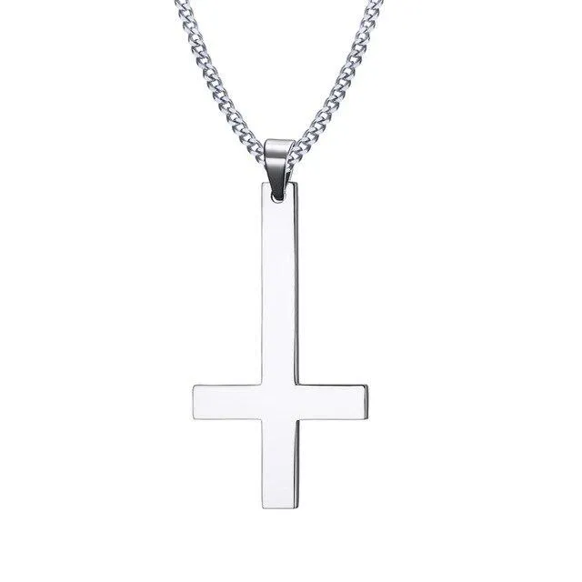 Classic St. Peter's Inverted Cross Pendant Necklace