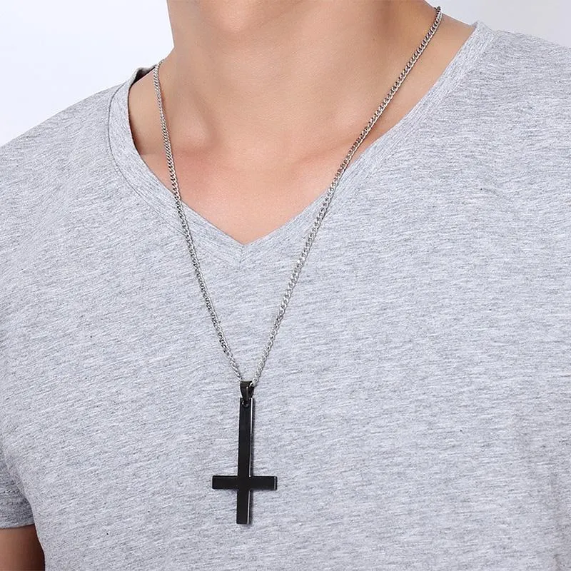 Classic St. Peter's Inverted Cross Pendant Necklace