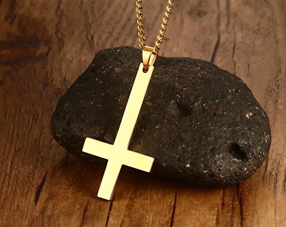 Classic St. Peter's Inverted Cross Pendant Necklace