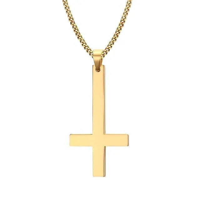 Classic St. Peter's Inverted Cross Pendant Necklace