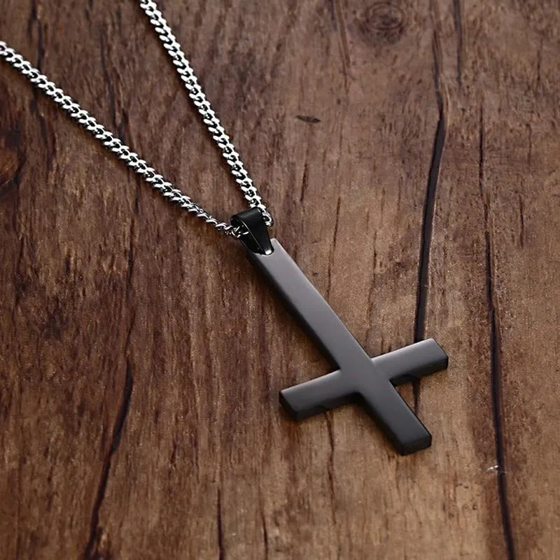 Classic St. Peter's Inverted Cross Pendant Necklace