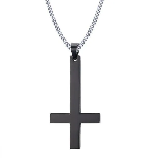 Classic St. Peter's Inverted Cross Pendant Necklace