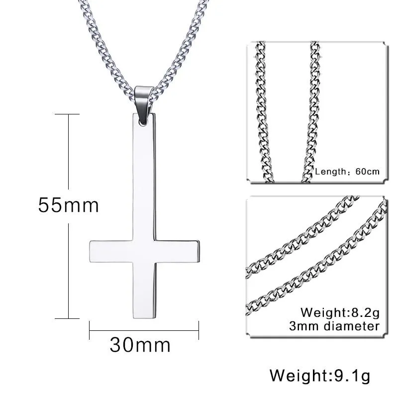 Classic St. Peter's Inverted Cross Pendant Necklace