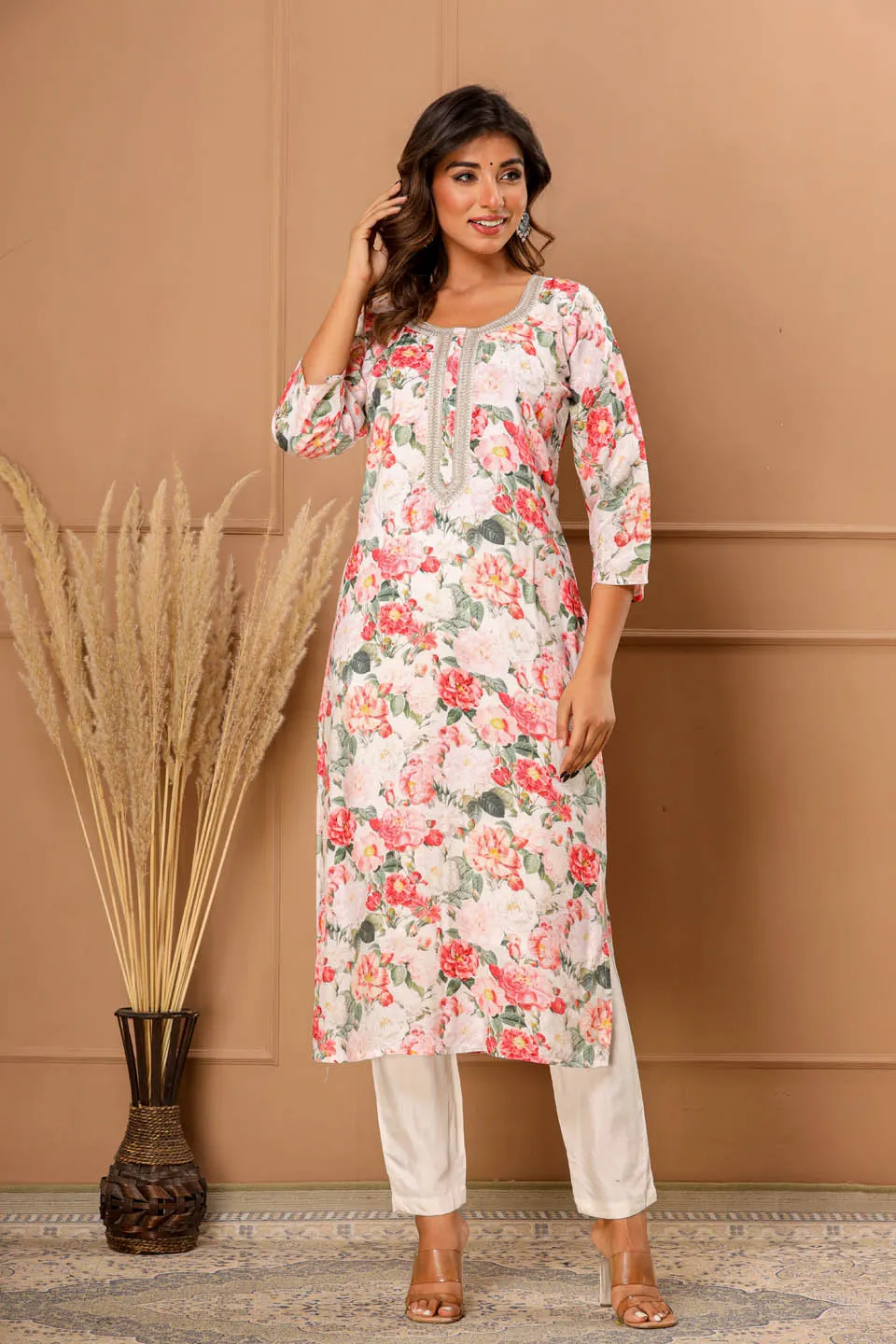 Cotton Stitched Suit with Dupatta- Straight Kurta Set