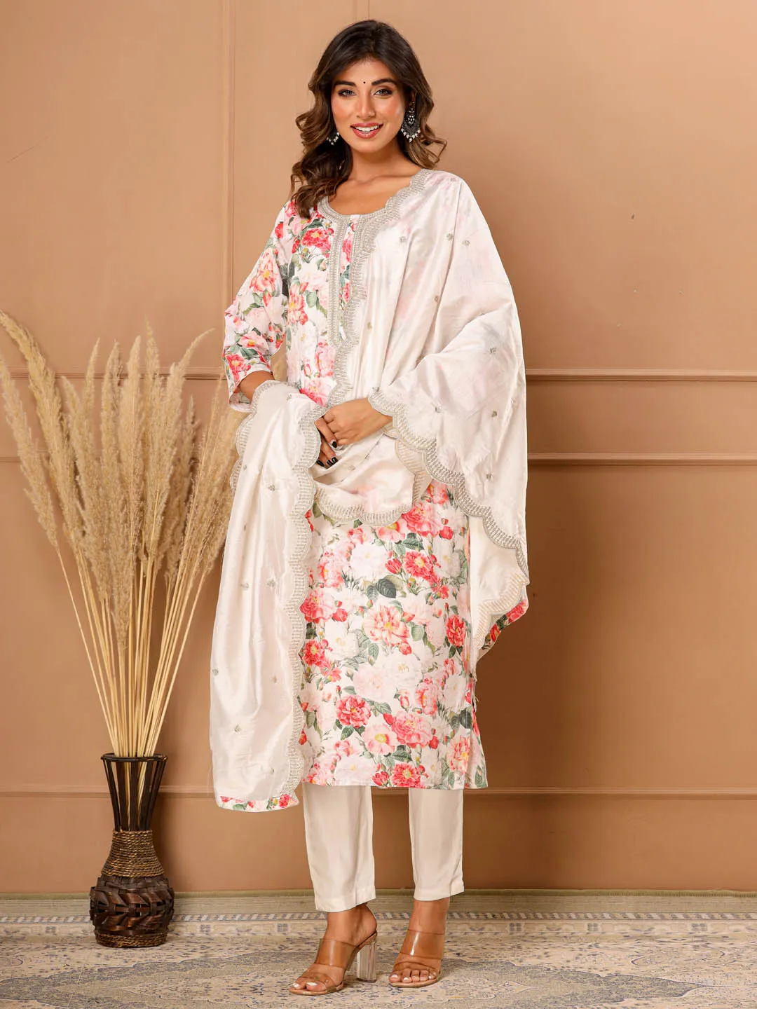 Cotton Stitched Suit with Dupatta- Straight Kurta Set