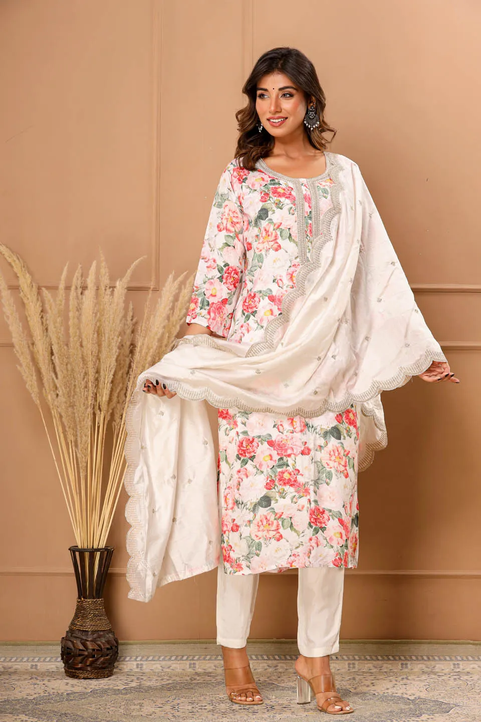 Cotton Stitched Suit with Dupatta- Straight Kurta Set