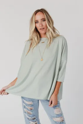 Cozy Cool Oversized Tee - Sage