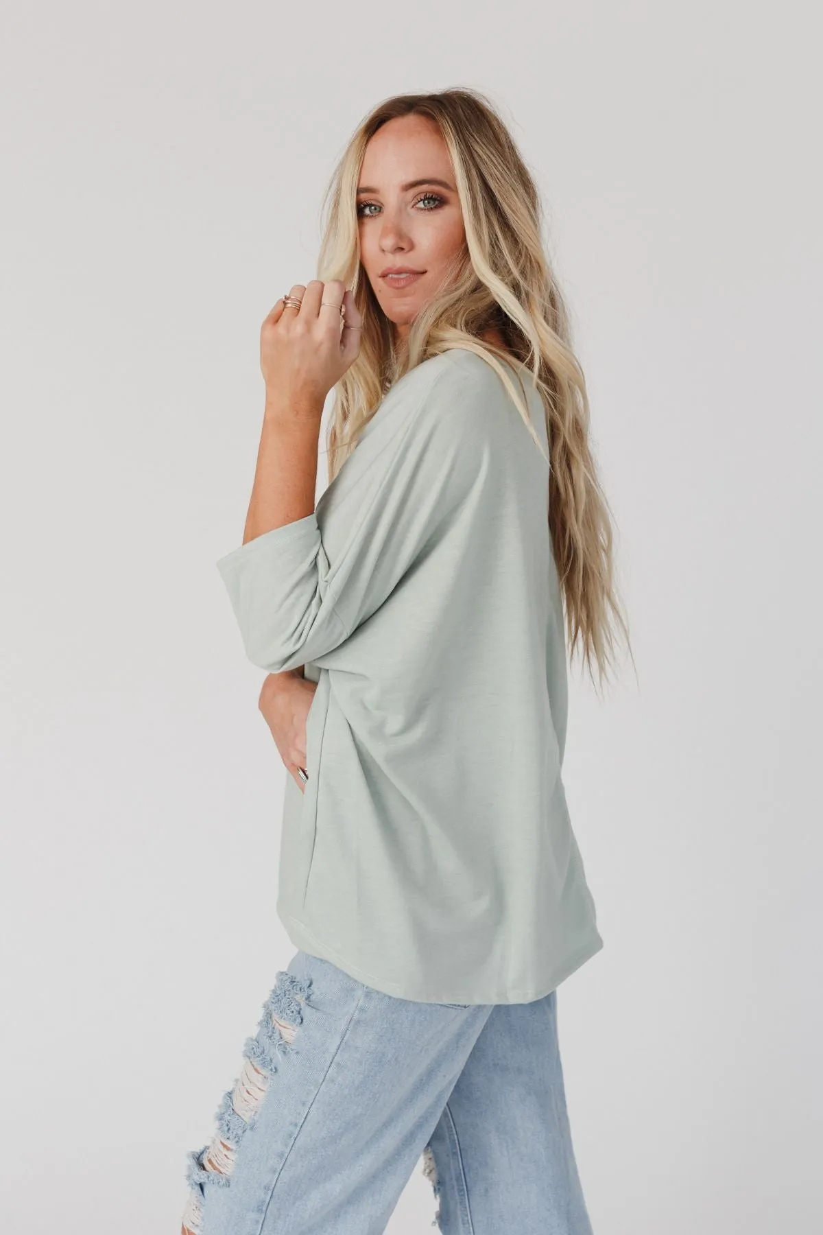 Cozy Cool Oversized Tee - Sage