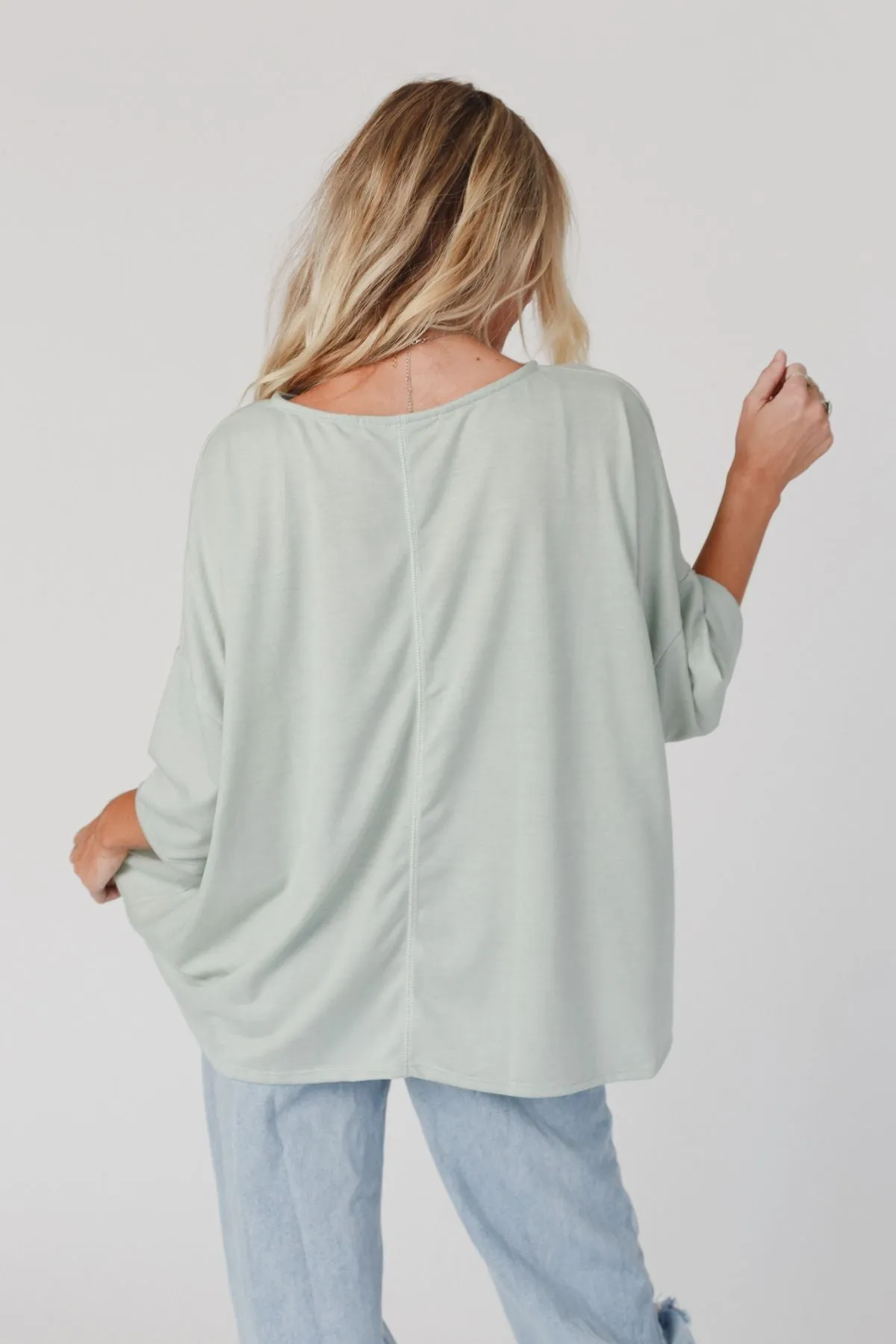 Cozy Cool Oversized Tee - Sage