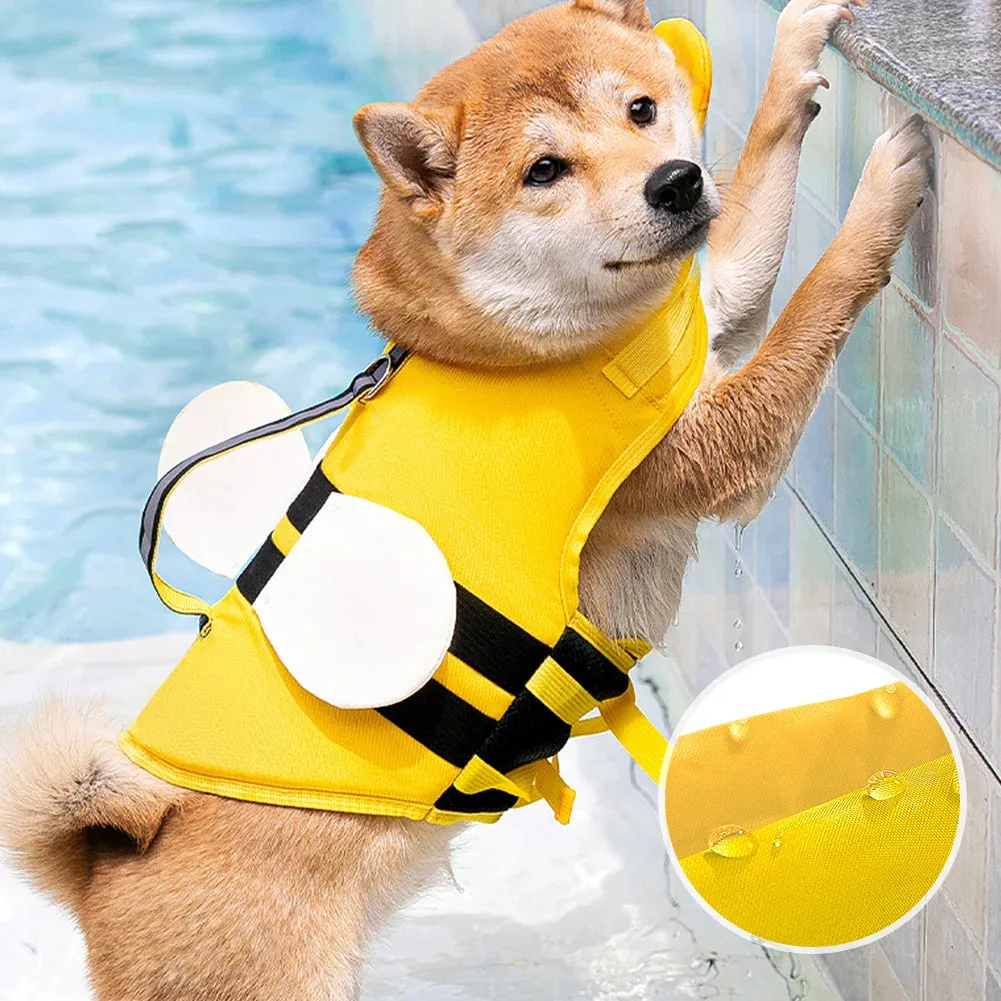 Cute Dog Life Jacket Vest for Flotation in Pool Beach Lake Buoyancy Ripstop Dog Safety Vest for Swimming Reflective Dog Swimsuit