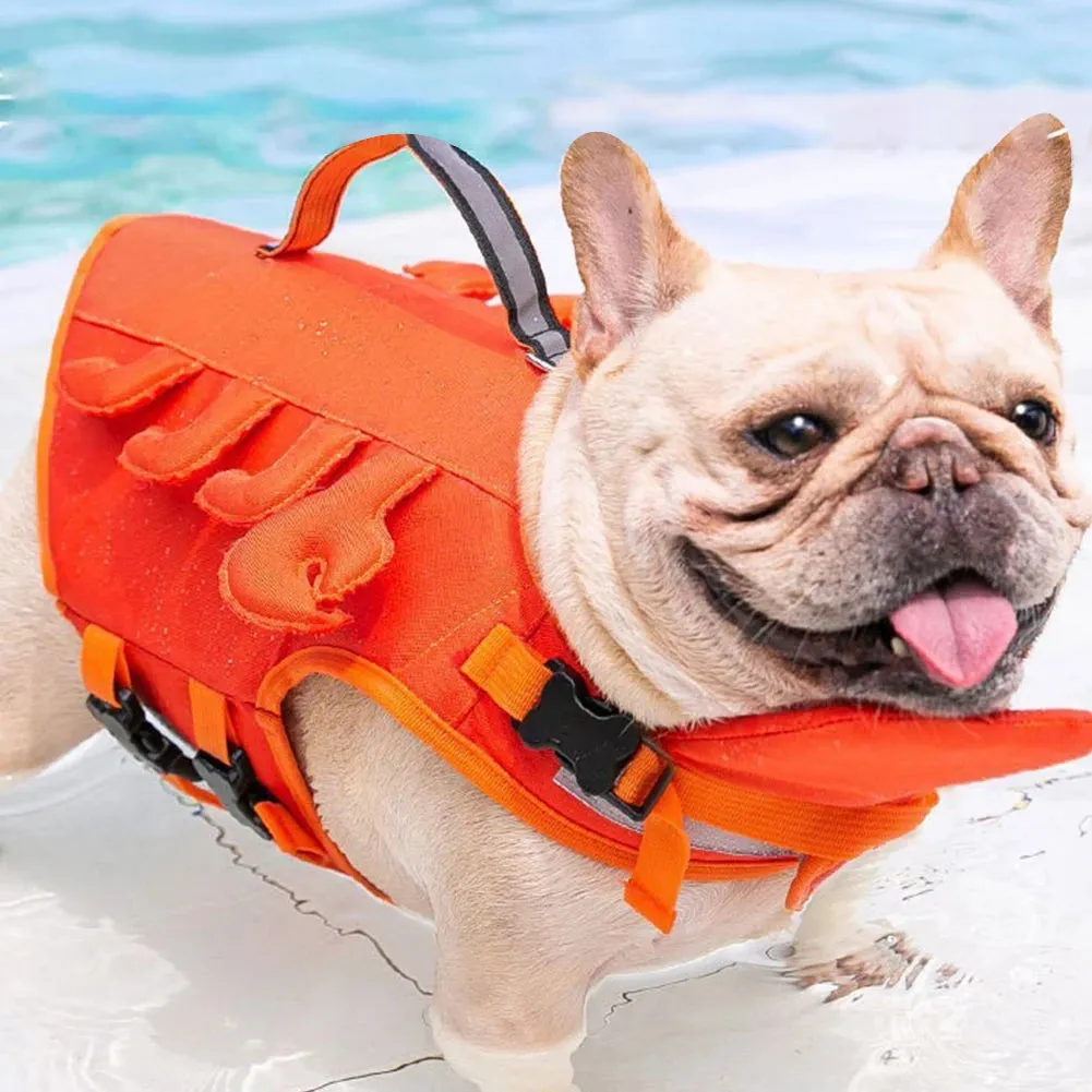 Cute Dog Life Jacket Vest for Flotation in Pool Beach Lake Buoyancy Ripstop Dog Safety Vest for Swimming Reflective Dog Swimsuit