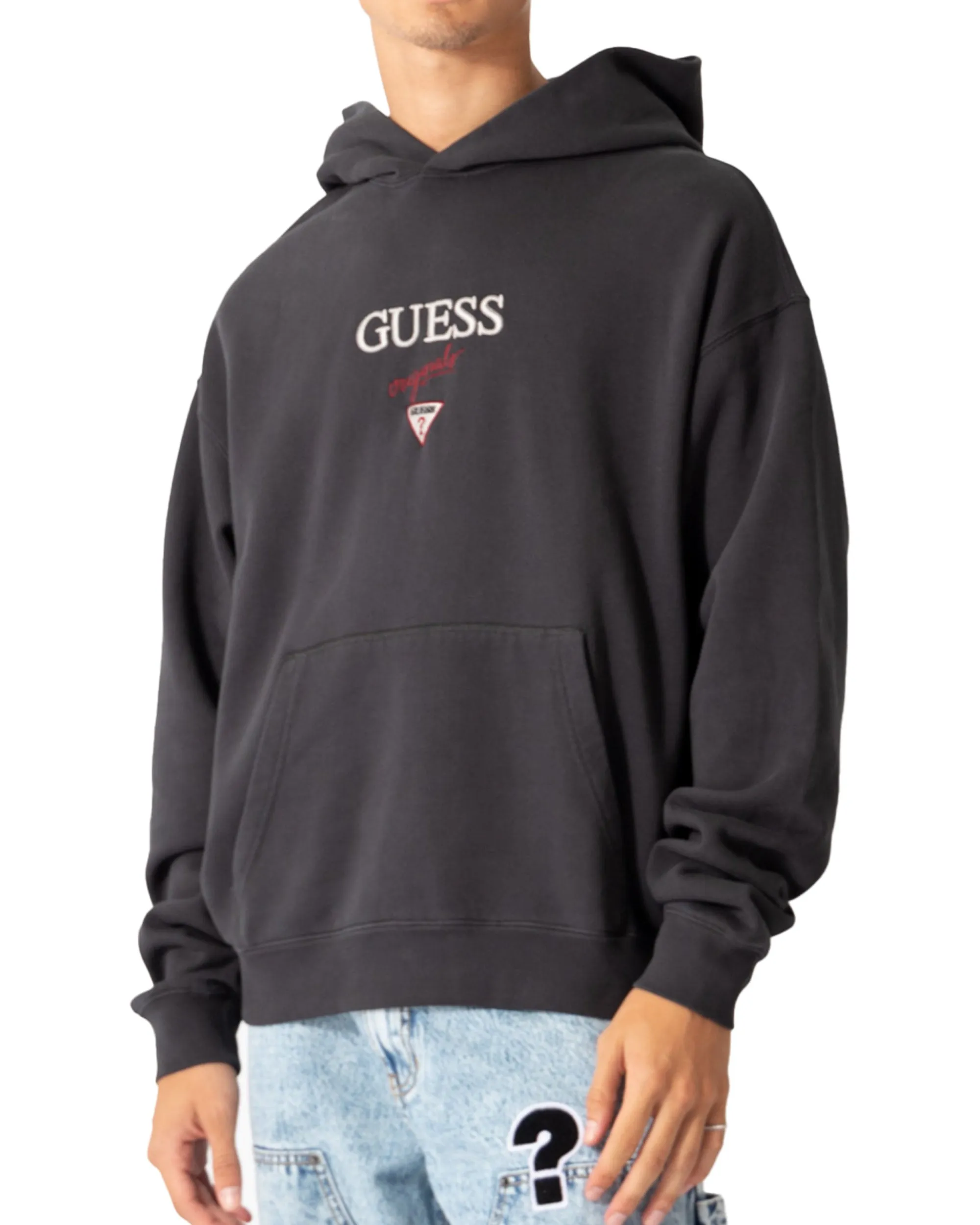 Felpa Uomo Guess Originals Baker Logo Hoodie Nero