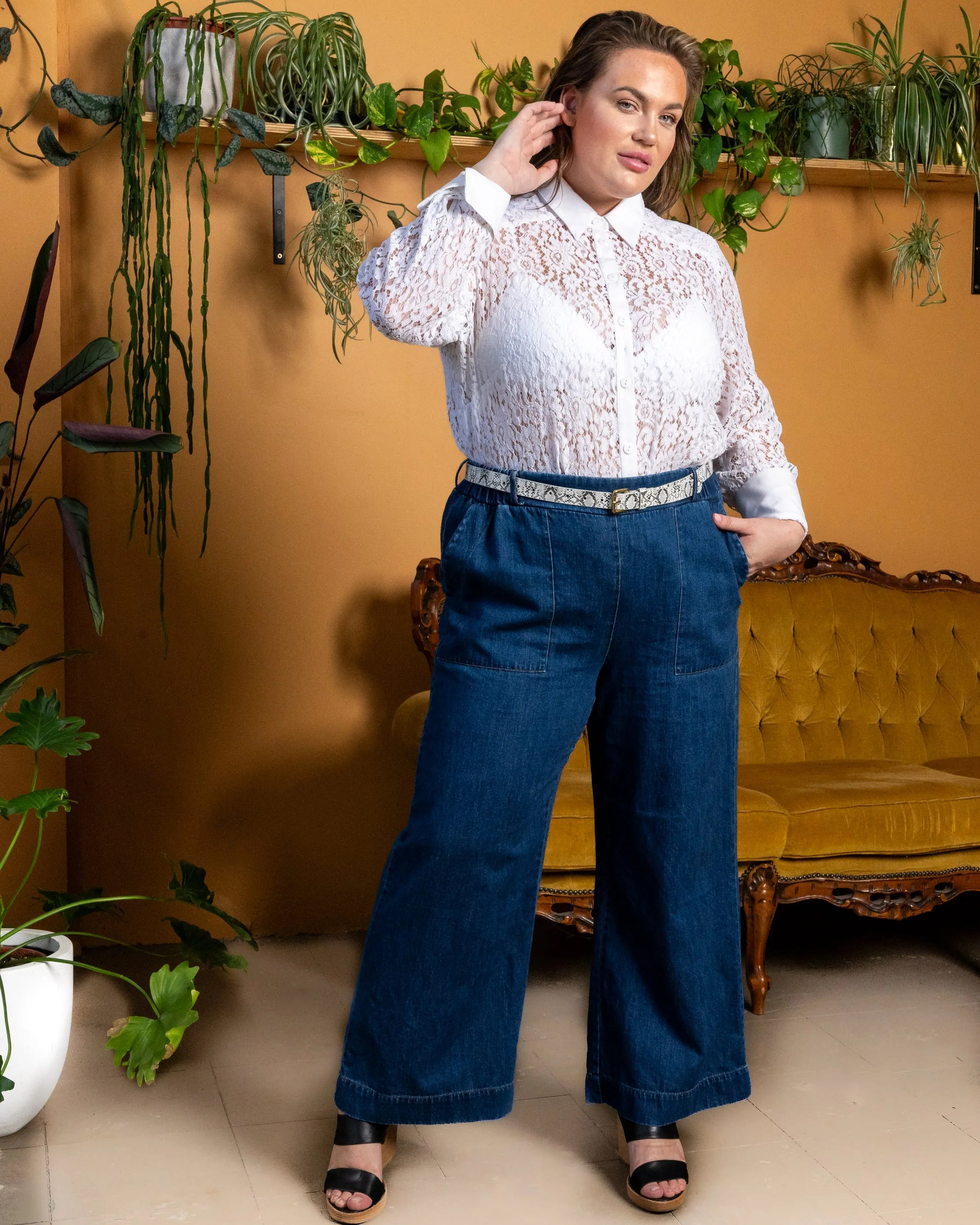 Hotel California Denim Wide Leg Pant - Antique Wash - LAST ONE S(14/16)