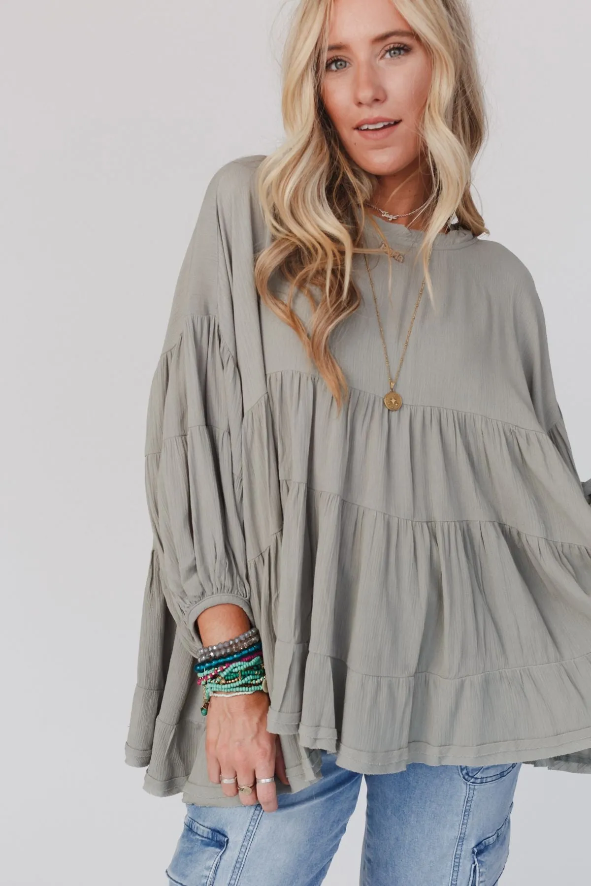 In The Clouds Tunic Top - Olive