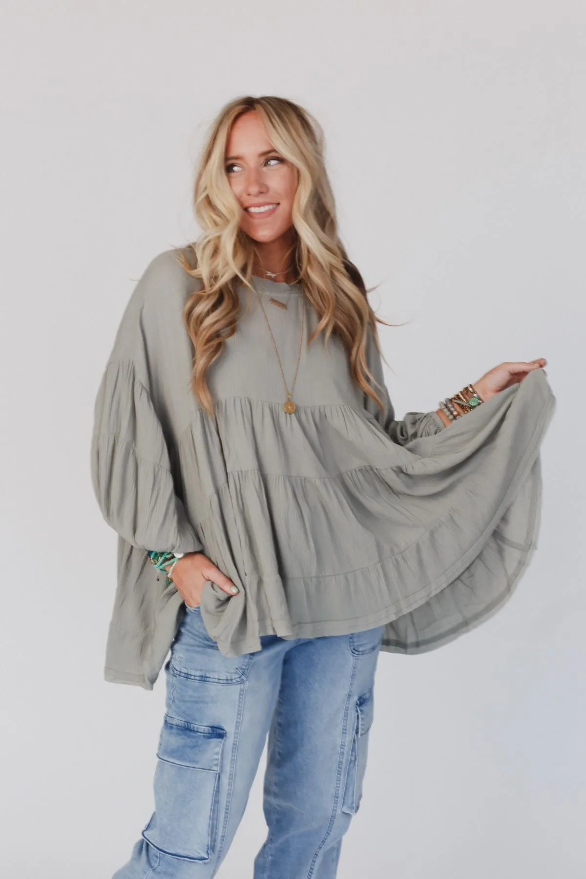 In The Clouds Tunic Top - Olive