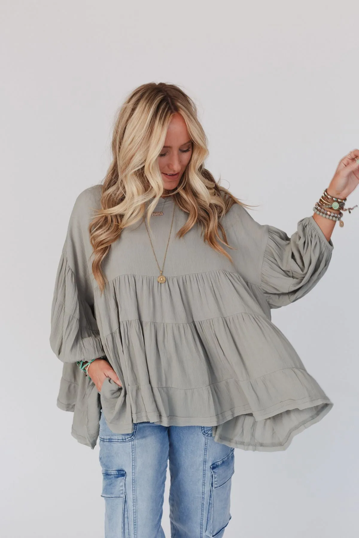 In The Clouds Tunic Top - Olive