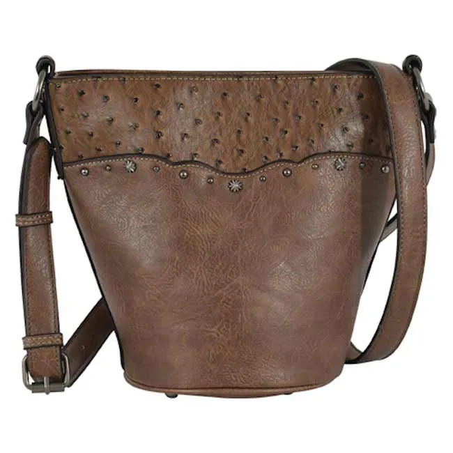 Justin Ostrich Print Bucket Bag