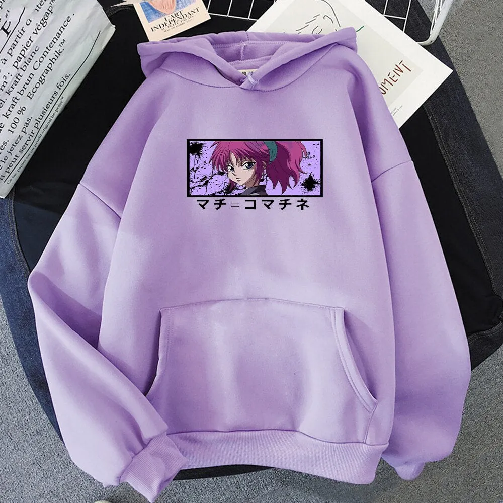 Kawaii Machi Komacine Anime Hunter X Hunter Print Hoodie Streetwear Pullovers Harajuku Oversize Hoodie