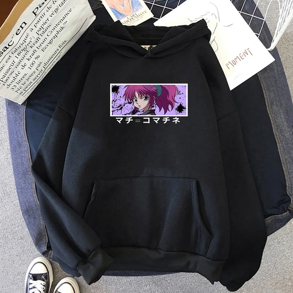 Kawaii Machi Komacine Anime Hunter X Hunter Print Hoodie Streetwear Pullovers Harajuku Oversize Hoodie