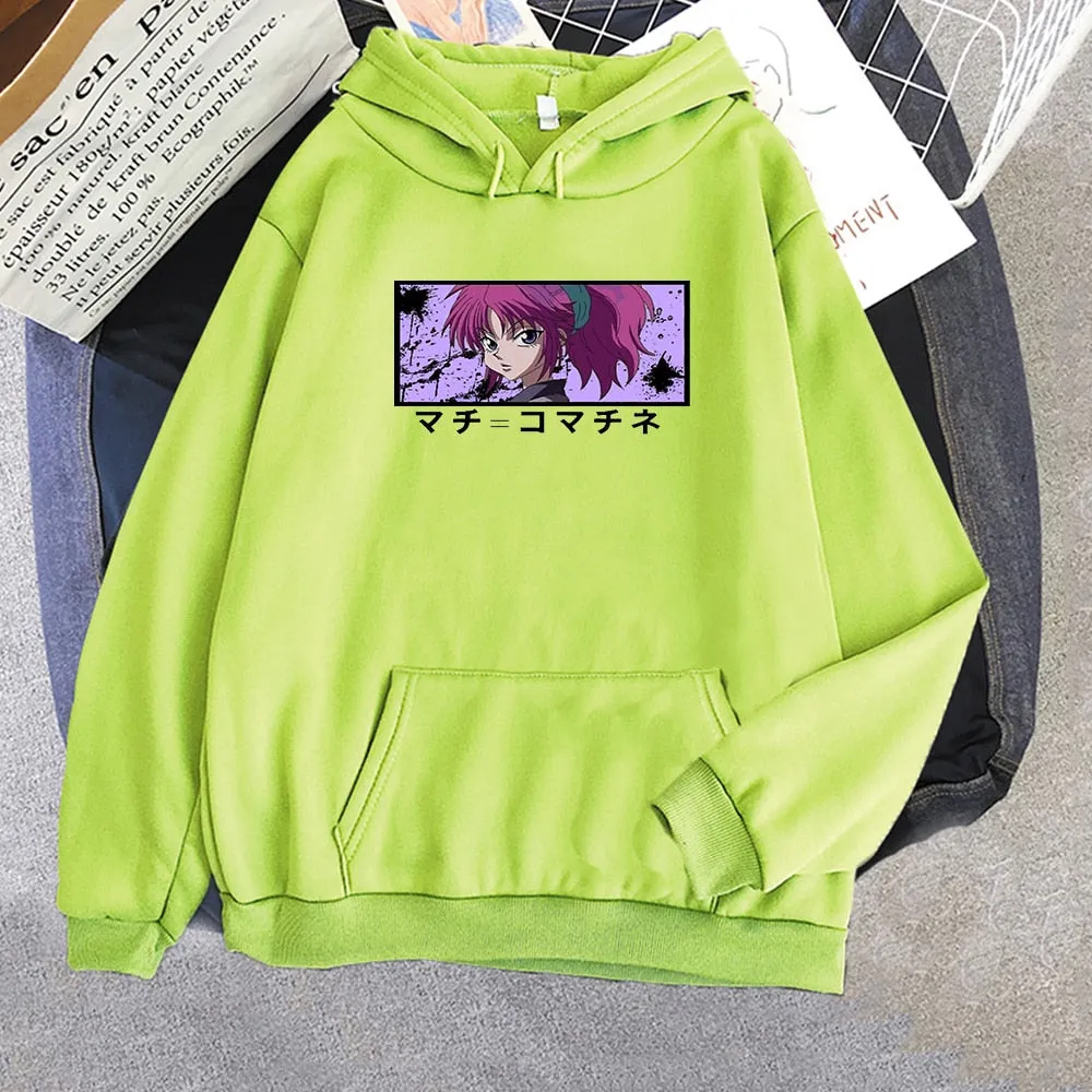 Kawaii Machi Komacine Anime Hunter X Hunter Print Hoodie Streetwear Pullovers Harajuku Oversize Hoodie