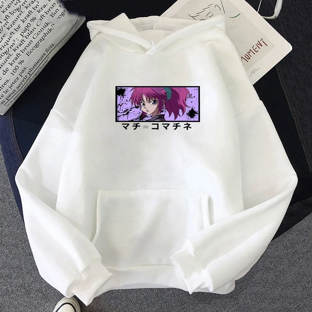 Kawaii Machi Komacine Anime Hunter X Hunter Print Hoodie Streetwear Pullovers Harajuku Oversize Hoodie