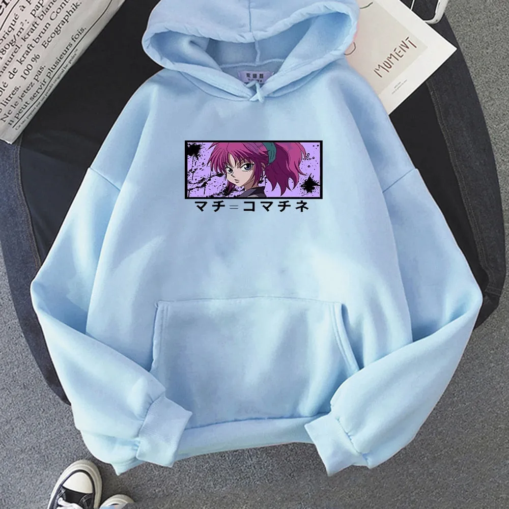 Kawaii Machi Komacine Anime Hunter X Hunter Print Hoodie Streetwear Pullovers Harajuku Oversize Hoodie